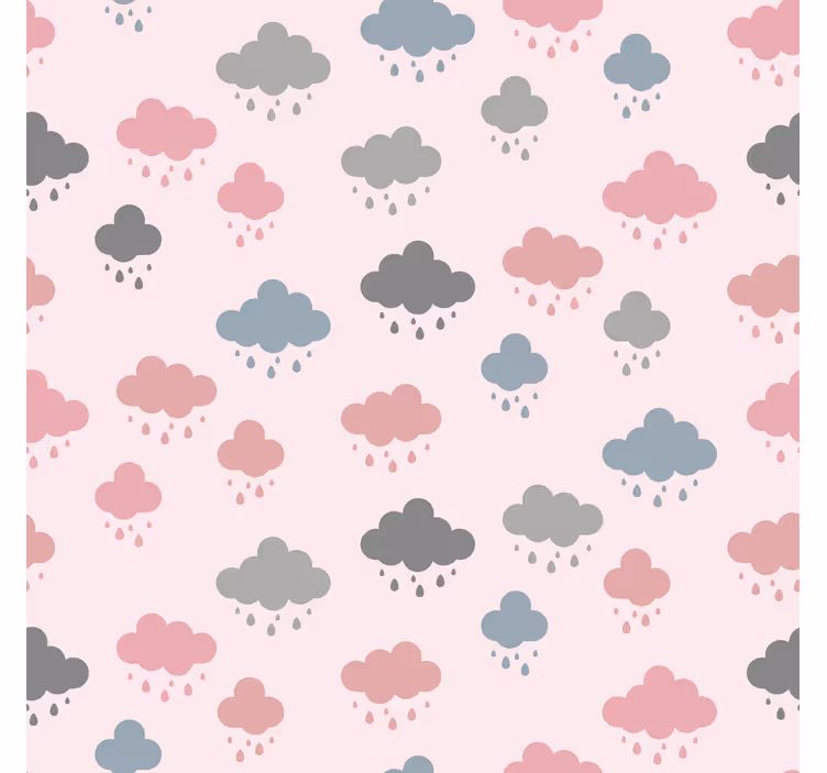 Tenda a rullo nuvole pioggia rosa e grigia - TenStickers