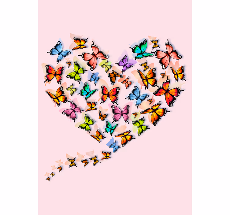 Tenda a rullo farfalle disegno del cuore - TenStickers