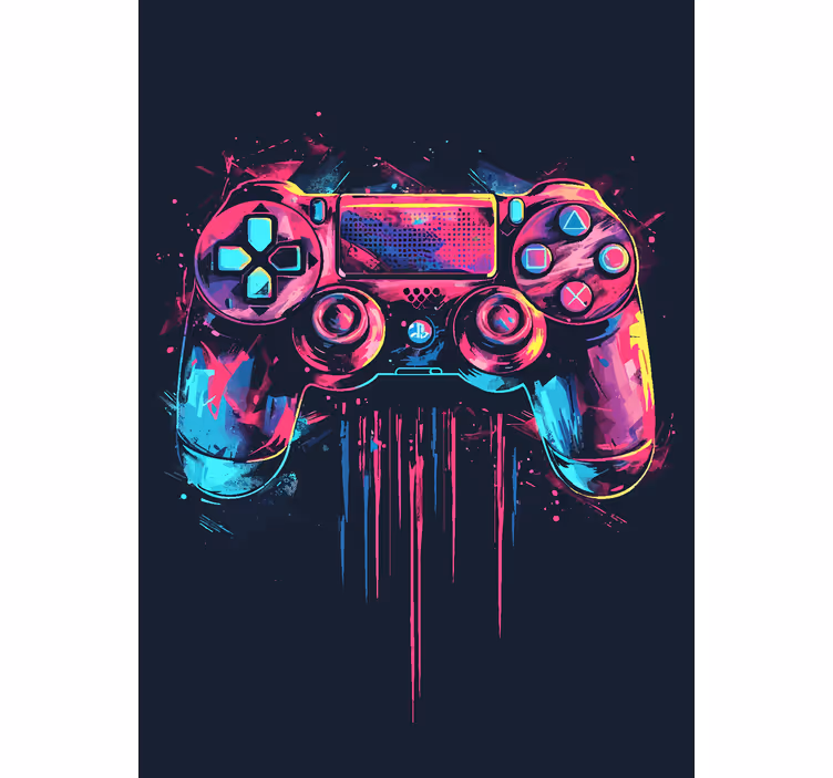 Tenda a rullo gamer controllo blu e rosa - TenStickers