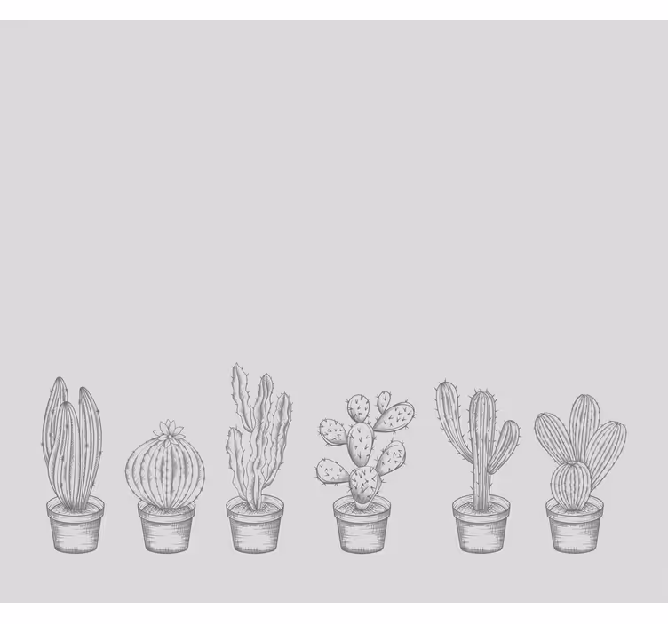 Tenda a rullo cactus sfumature grigie - TenStickers