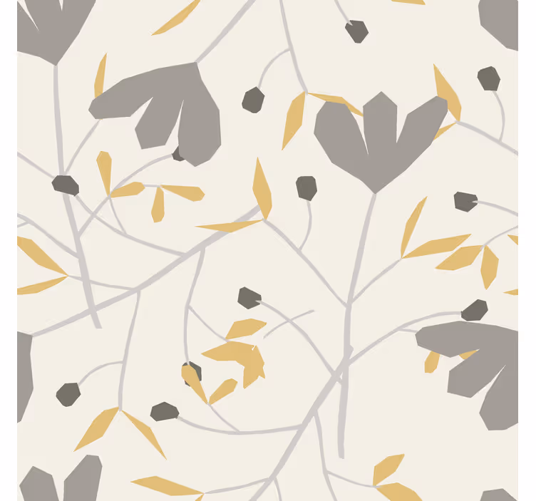 Tenda a rullo stile nordico fiori grigi e gialli - TenStickers