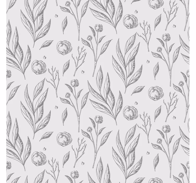 Tenda a rullo stile nordico motivo floreale grigio - TenStickers