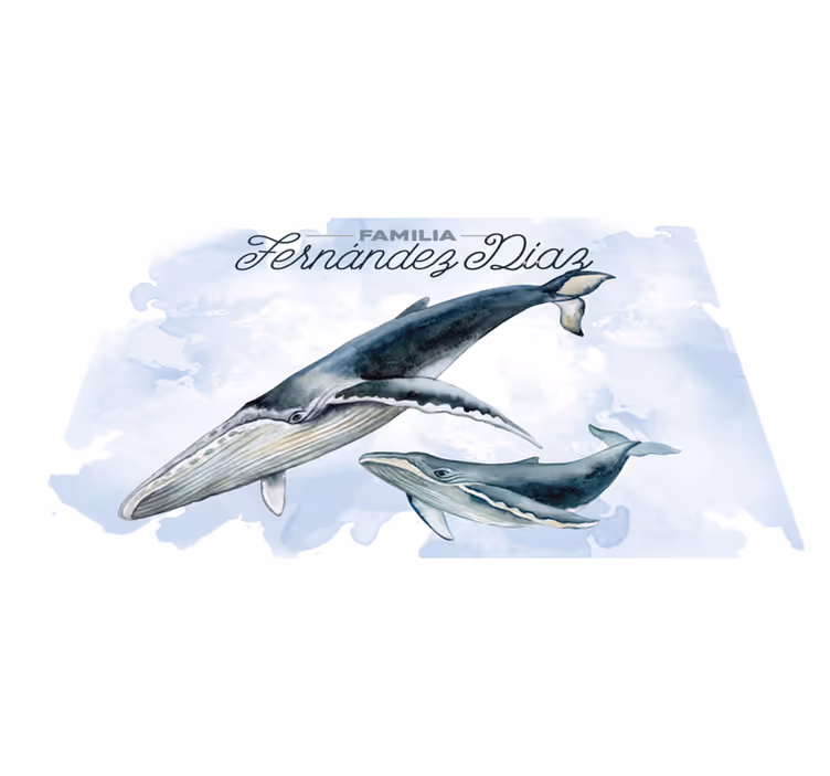 Tovaglietta americana con nome illustrazione balena famiglia - TenStickers