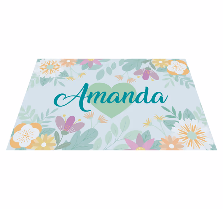 Tovaglietta americana con nome Cuore e fiori - TenStickers