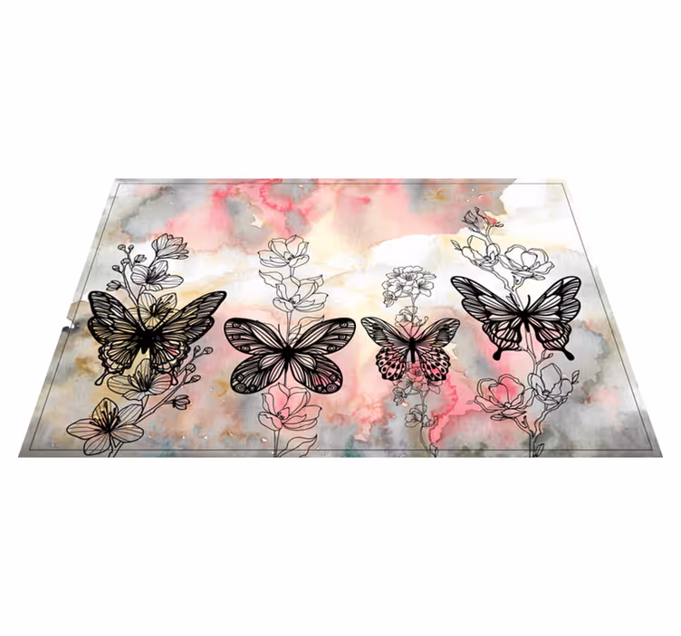 Tovaglietta americana accenti floreali a farfalla - TenStickers