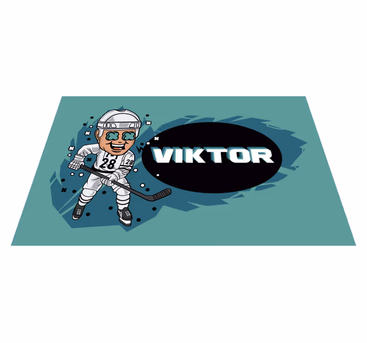 Tovaglietta americana infantile giocatore di hockey cartoon - TenStickers