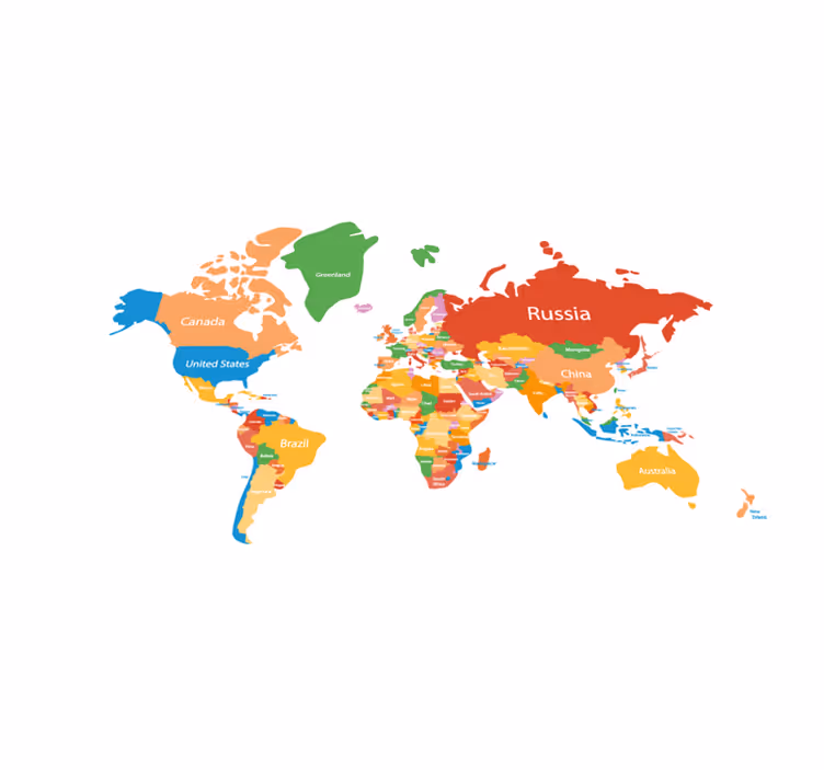 Tovaglietta personalizzata originale Mappa del mondo colorato - TenStickers