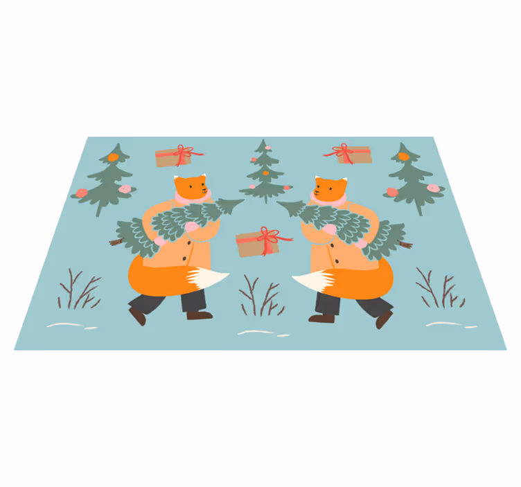 Tovaglietta personalizzata natale volpe festiva con albero - TenStickers