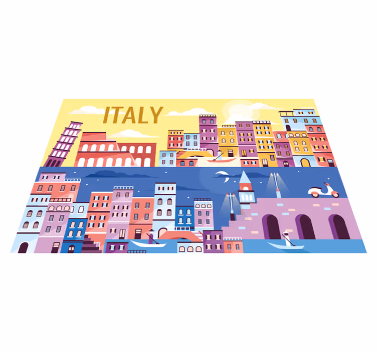 Tovaglietta americana con nome paesaggio urbano vibrante - TenStickers