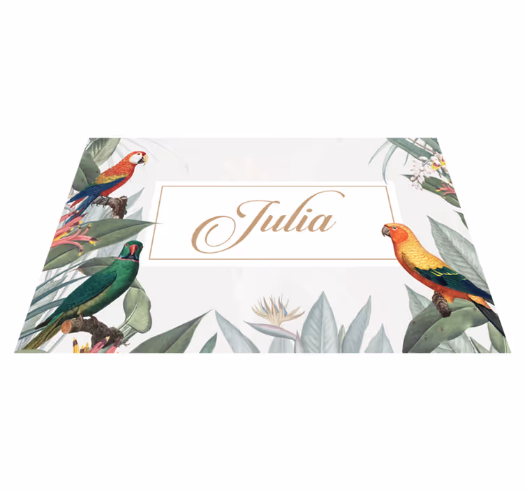 Tovaglietta americana con nome Mockup di macaw tropicale - TenStickers
