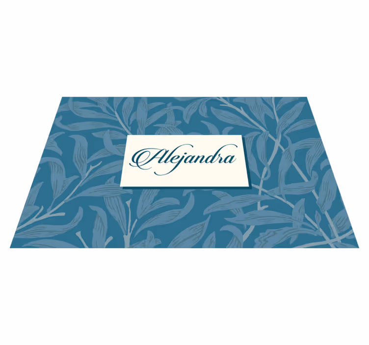 Tovaglietta americana con nome design foglia elegante - TenStickers