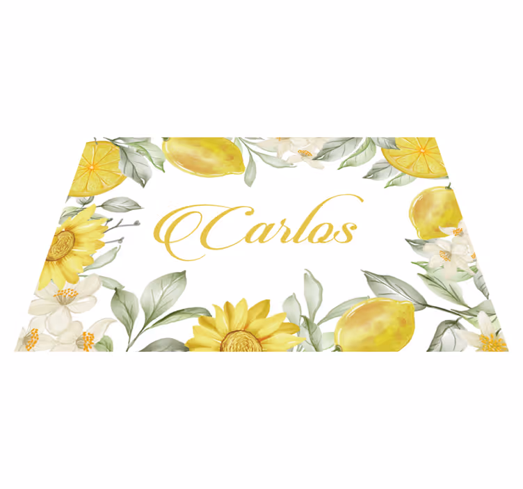 Tovaglietta americana con nome composizione floreale limone - TenStickers