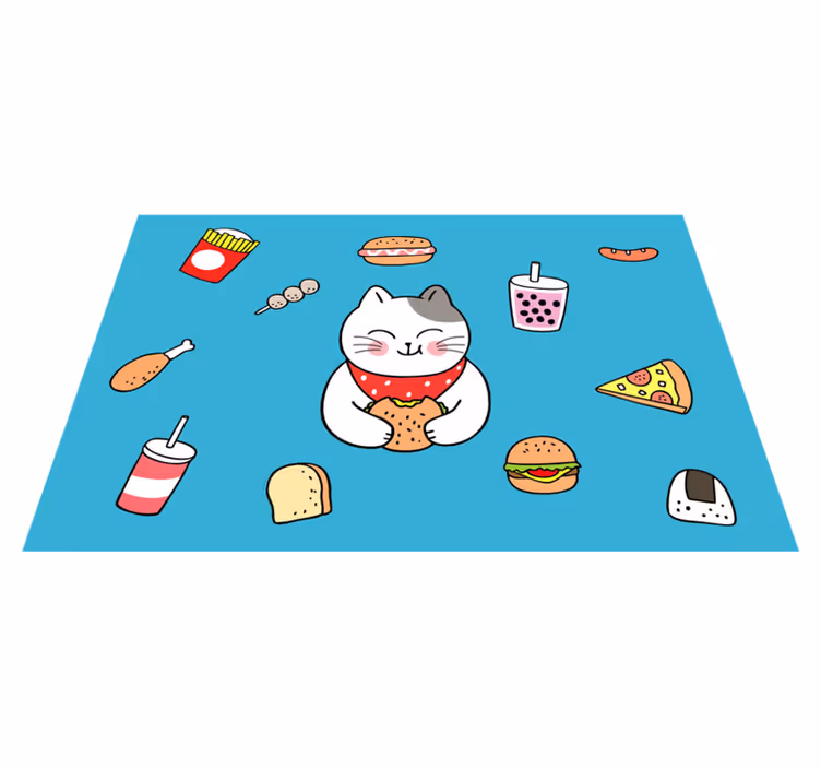 Tovaglietta americana infantile gattino carino che mangia - TenStickers