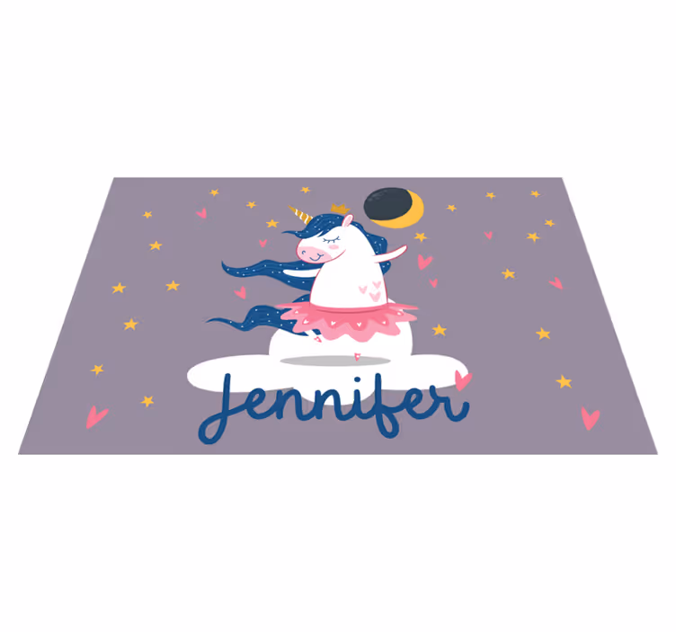 Tovaglietta americana con nome Ballerina unicorno su nuvola - TenStickers