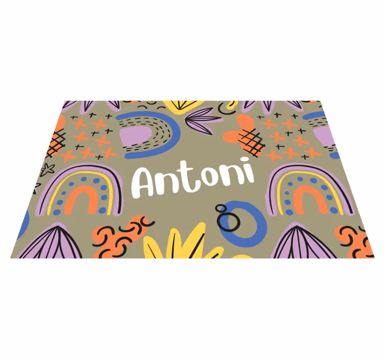 Tovaglietta americana con nome Motivo vintage colorato con verde  - TenStickers