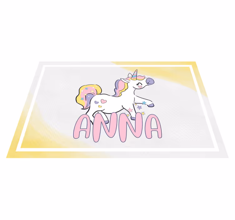 Tovaglietta americana con nome Disegno magico unicorno - TenStickers