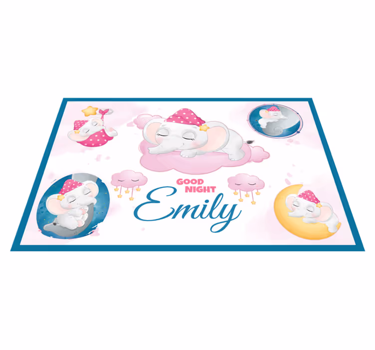 Tovaglietta americana infantile elefante assonnato con nome - TenStickers