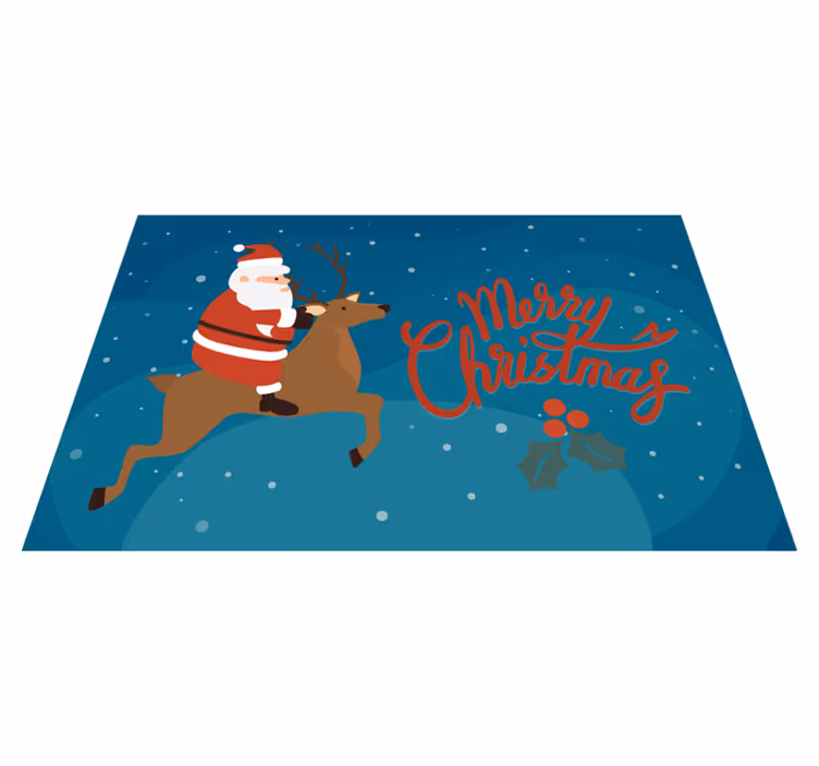 Tovaglietta personalizzata natale babbo natale su renna - TenStickers