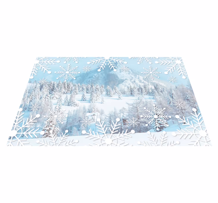 Tovaglietta personalizzata natale scena invernale fiocchi - TenStickers