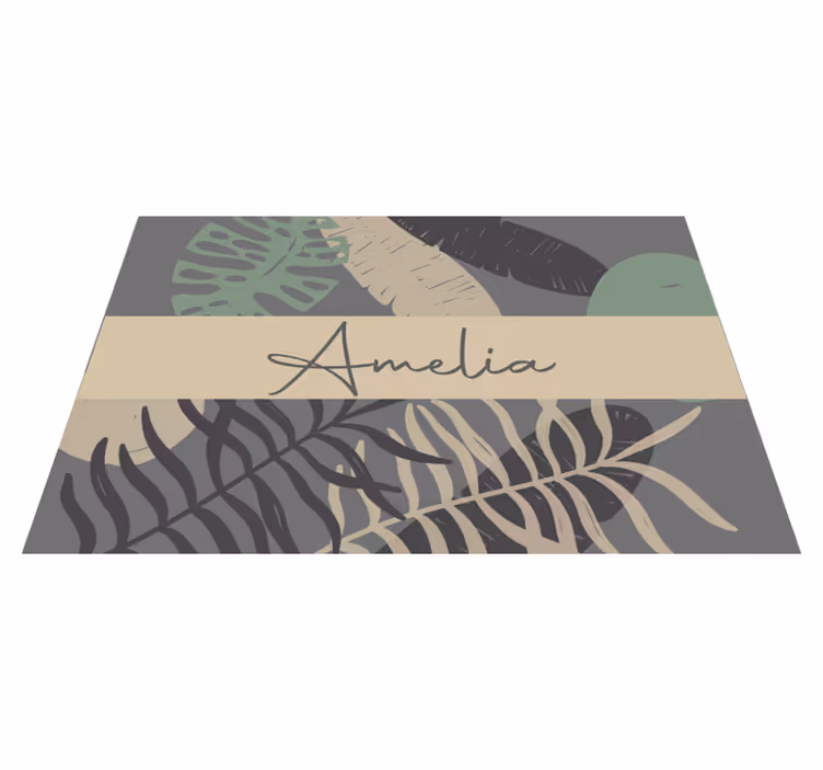 Tovaglietta pvc foglie tropicali e nome - TenStickers