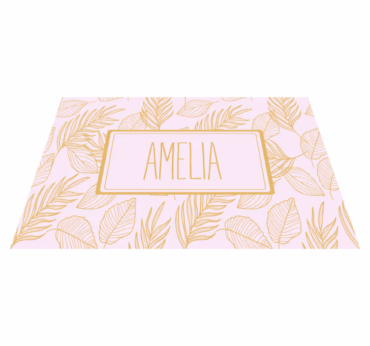 Tovaglietta americana con nome motivo foglia personalizzato - TenStickers