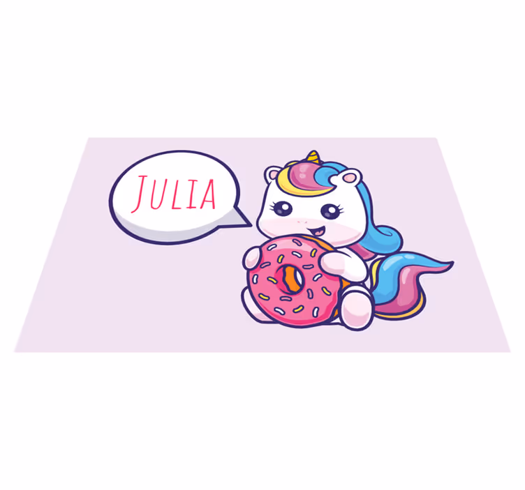 Tovaglietta americana con nome unicorno con ciambella - TenStickers