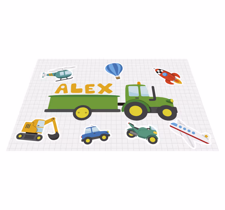 Tovaglietta americana con nome mezzi trasporto - TenStickers