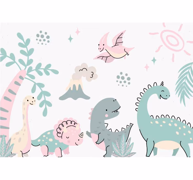 Fotomurale per neonato dinosauri pastello - TenStickers