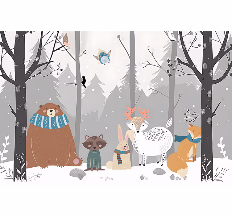 Fotomurale per neonato cartone animato di animali della foresta - TenStickers