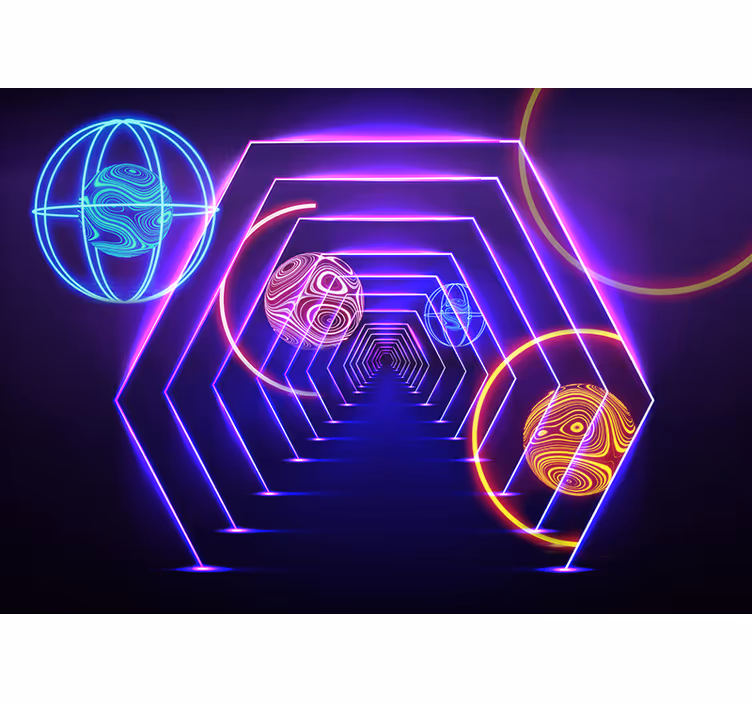 Carta da parati 3D sfere nel tunnel - TenStickers