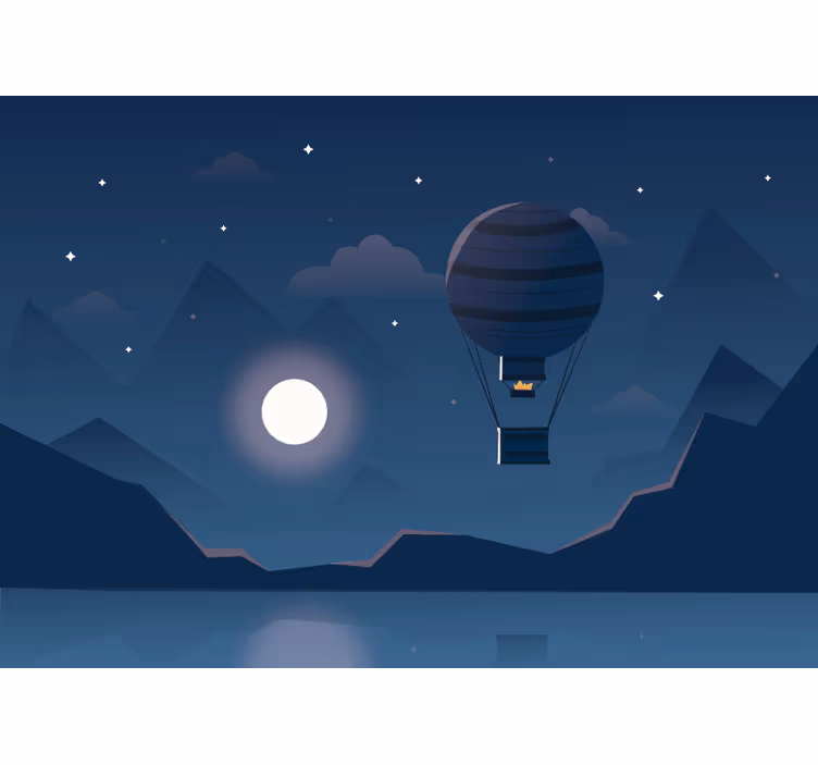 Fotomurale fantasia mongolfiera cielo notturno - TenStickers