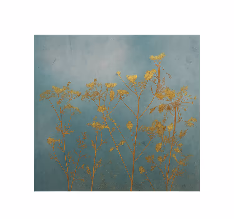 Fotomurale soggiorno disegno di fiori dorati - TenStickers