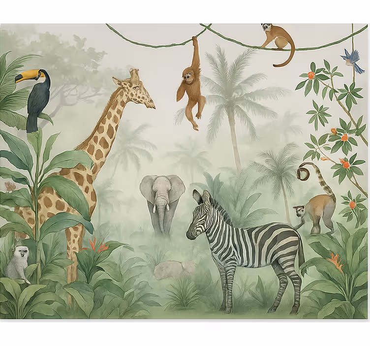 Fotomurale cameretta ragazzi eleganti animali da safari - TenStickers