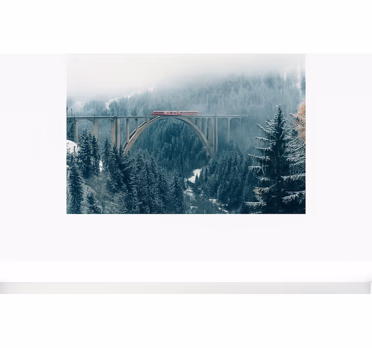 Fotomurale montagna treno che attraversa le alpi svizzere - TenStickers