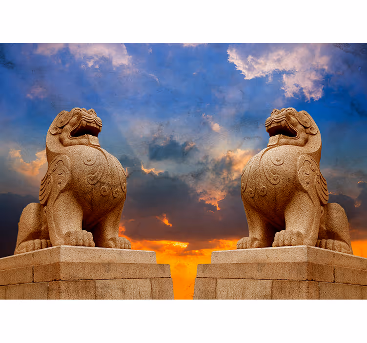 Fotomurale animali leoni di pietra - TenStickers