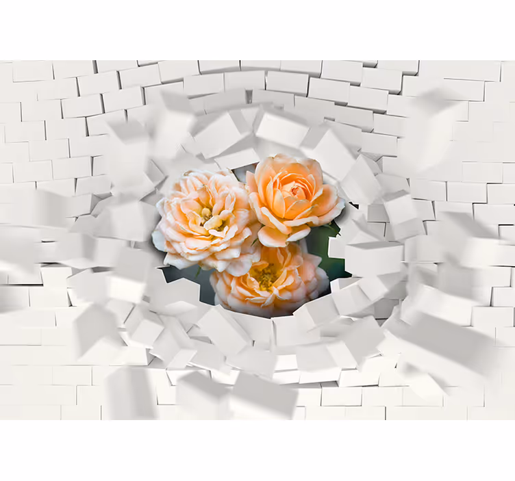 Carta da parati 3D grandi cubi e fiori - TenStickers