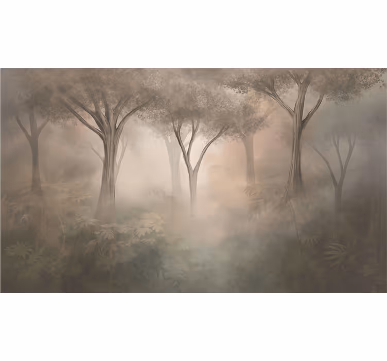 Carta da parati foresta boschi sepia nebulosi - TenStickers