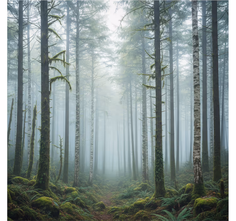 Carta da parati foresta murale nebbia atmosferica - TenStickers