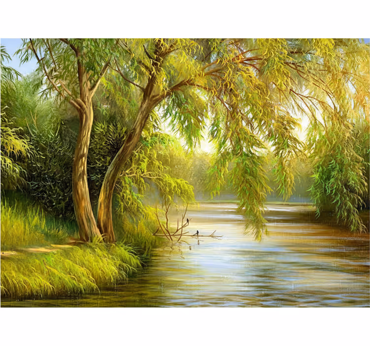 Carta da parati foresta salice del fiume sereno - TenStickers