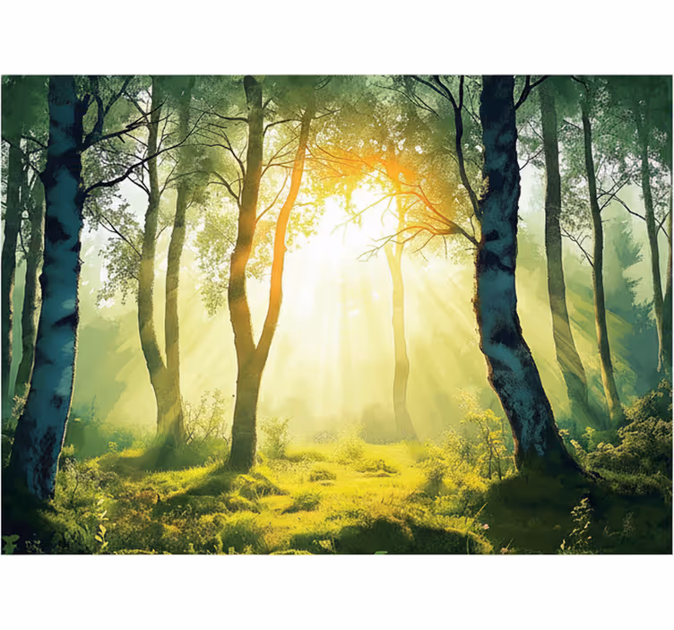 Carta da parati foresta murale di betulla illuminata - TenStickers