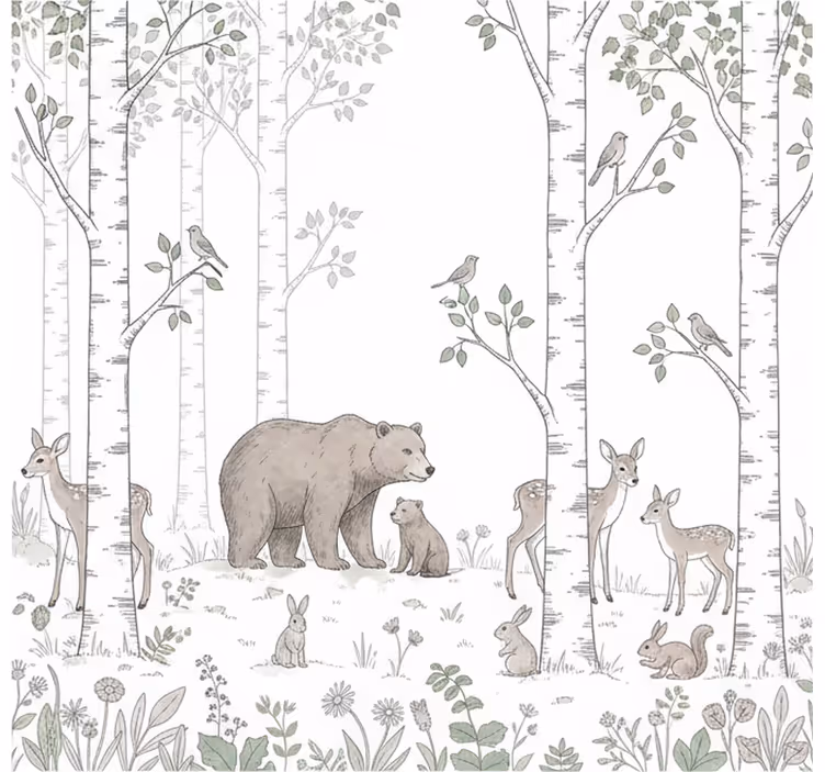 Carta da parati foresta schizzo giocoso di bosco - TenStickers