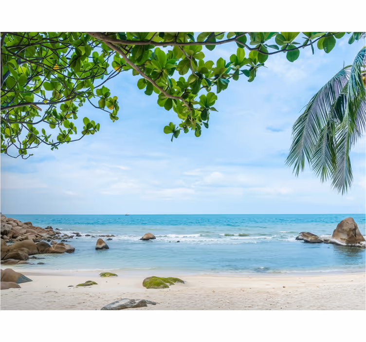 Fotomurale per bagno vista spiaggia tropicale - TenStickers
