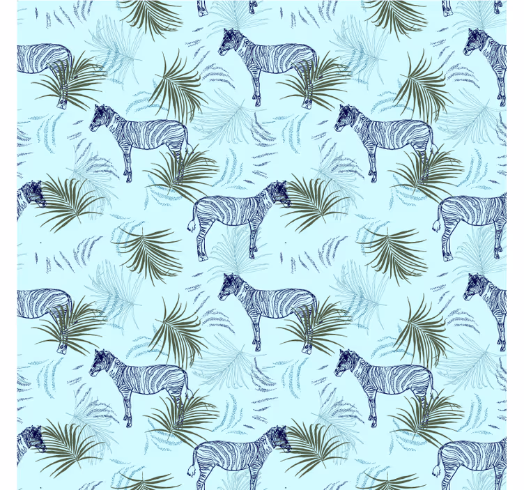 Fotomurale africano motivo palme blu zebra - TenStickers