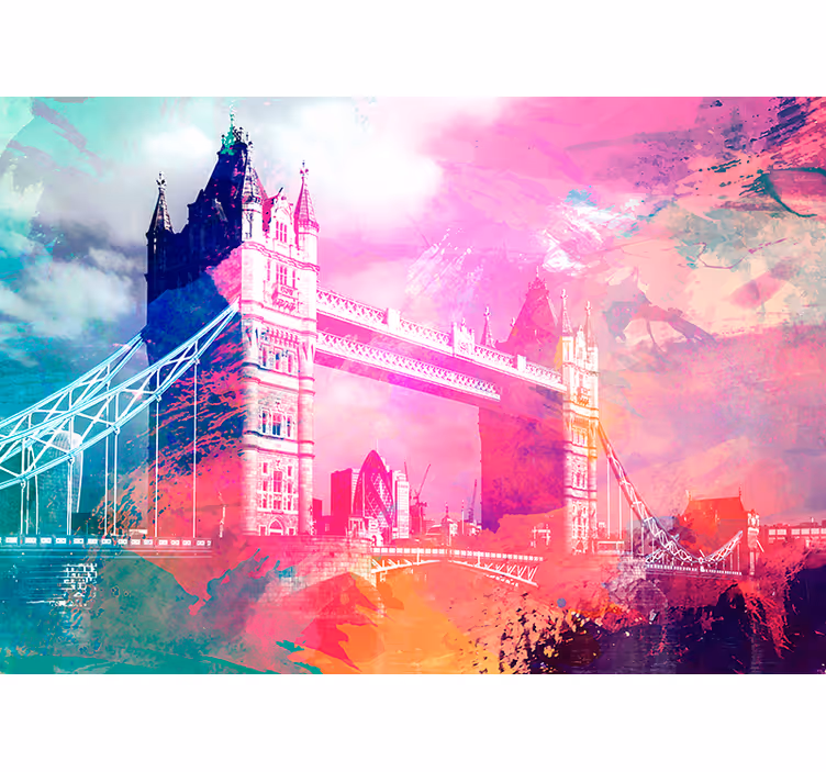 Fotomurale Londra sagoma di ponte colorato - TenStickers
