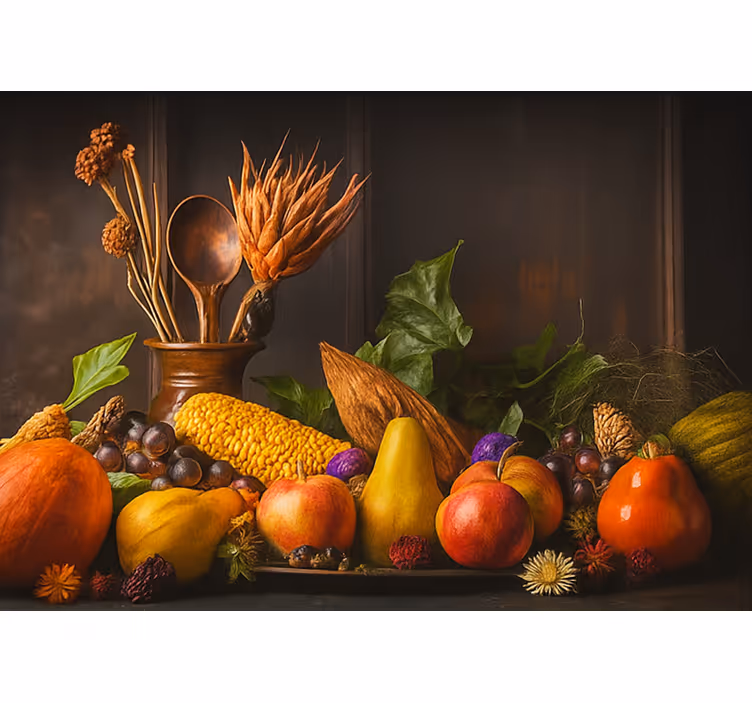 Fotomurale per cucina verdure e frutta rustiche - TenStickers