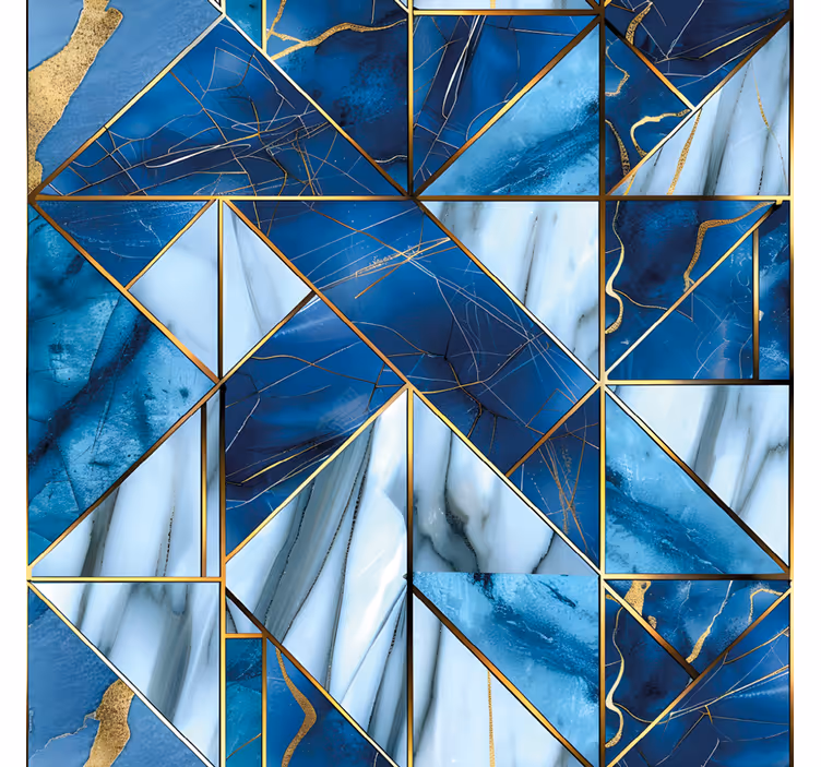 Fotomurale per cucina marmo blu geometrico e oro - TenStickers
