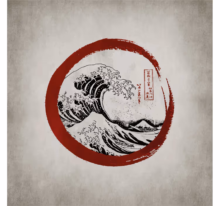 Fotomurale beige l'onda grande di kanagawa - TenStickers