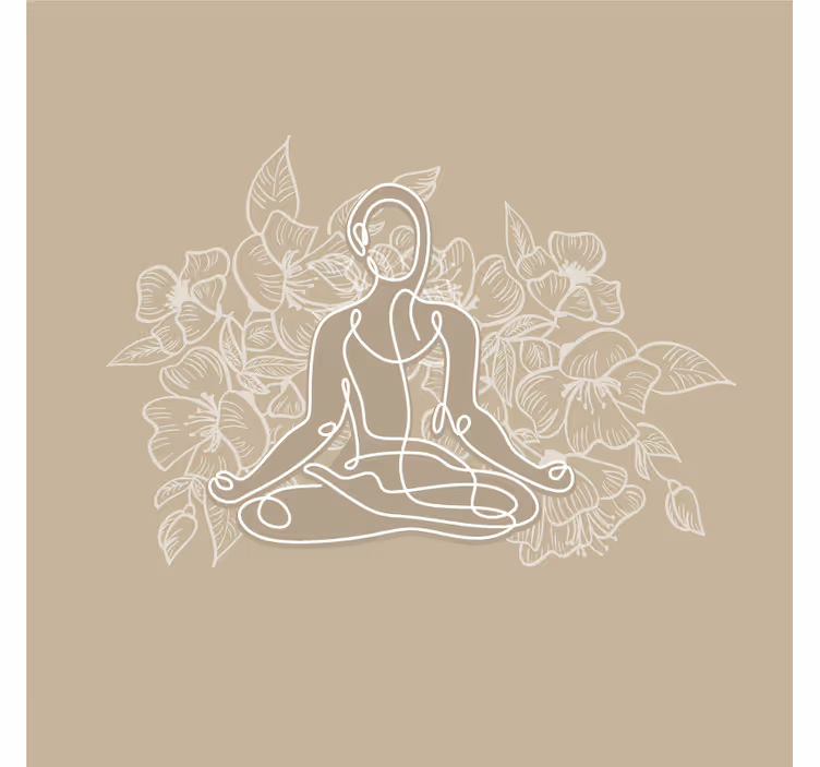 Fotomurale beige donna che medita su tappetino yoga - TenStickers