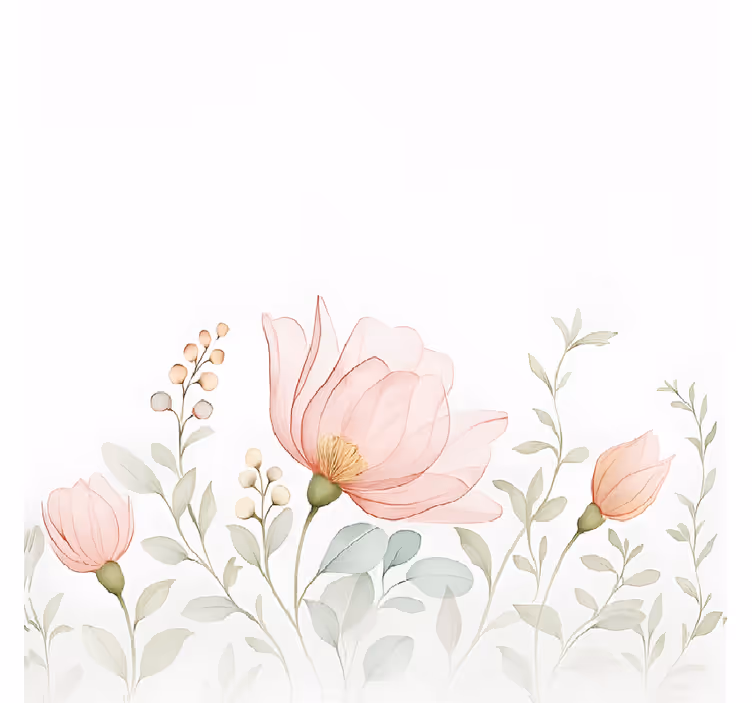 Fotomurale bianco fiori astratti traslucidi - TenStickers