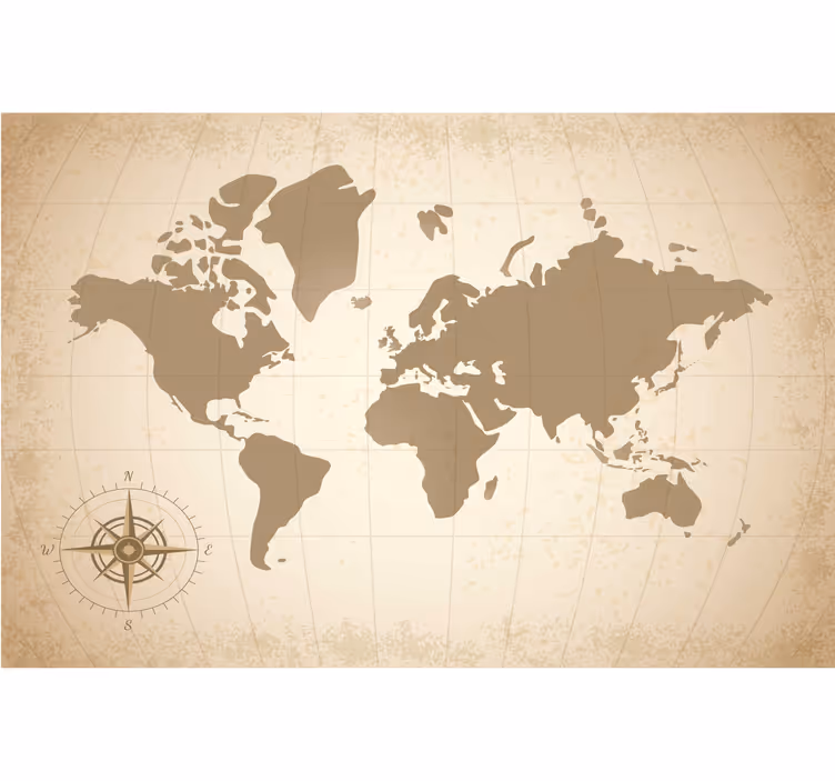 Fotomurale beige mappa del mondo vintage antico - TenStickers